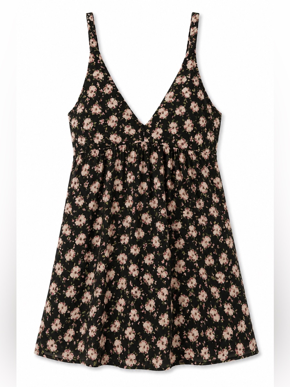 American Eagle Outfitters Black Floral Tank Top with Pink Flowers